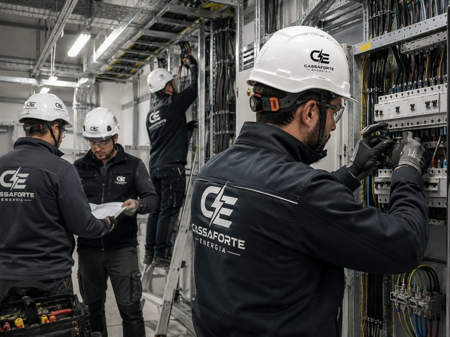 Cassaforte Energia team working in an electrical room